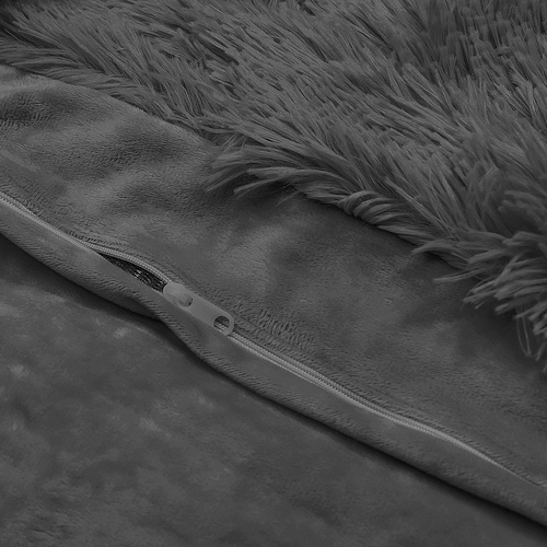 Boho Faux Fur Dark Grey Collection Full Length Body Pillow Cover - alt image 4