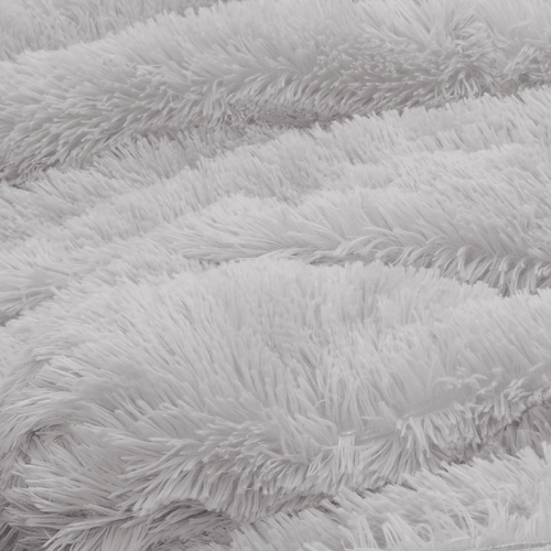 Boho Faux Fur Grey Collection Queen Duvet Cover Bedding Set - alt image 3