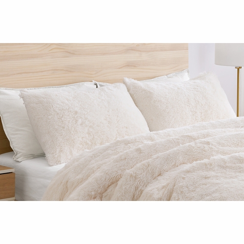 Boho Faux Fur Ivory Collection Pillow Sham Covers - 2 Pack Set - alt image 1