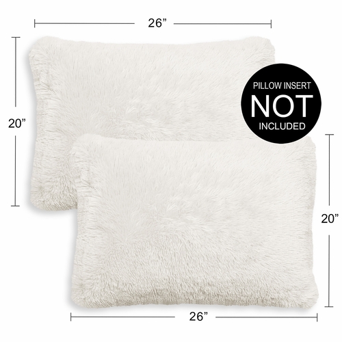 Boho Faux Fur Ivory Collection Pillow Sham Covers - 2 Pack Set - alt image 2