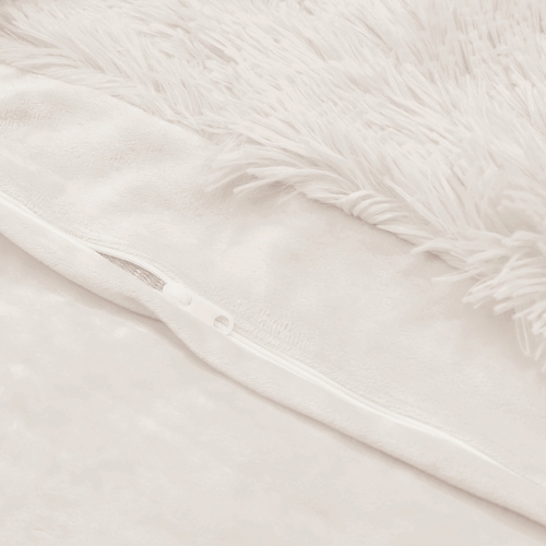 Boho Faux Fur Ivory Collection Queen Duvet Cover Bedding Set - alt image 5