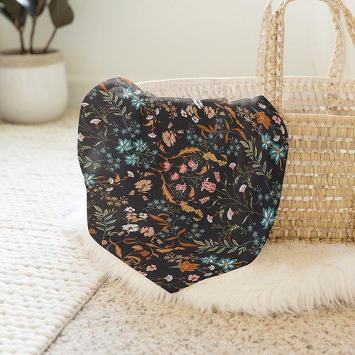 Boho Floral Wildflower Black and Orange Collection Baby Swaddle Blanket - alt image 3