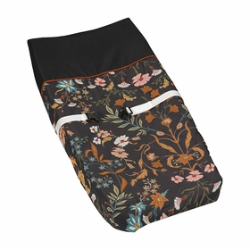 Boho Floral Wildflower Black and Orange Collection Changing Pad Cover