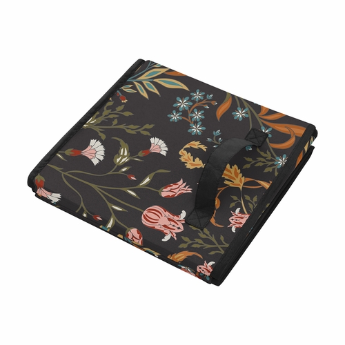 Boho Floral Wildflower Black and Orange Collection Foldable Fabric Storage Bins - alt image 3