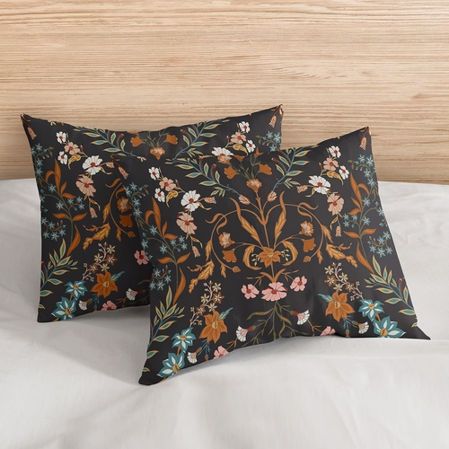 Boho Floral Wildflower Black and Orange Collection Full/Queen Bedding - alt image 4