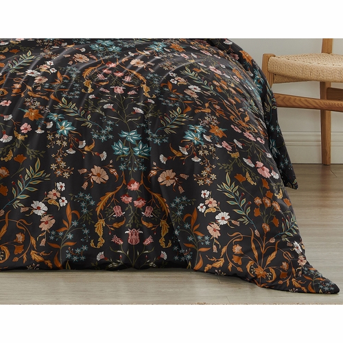 Boho Floral Wildflower Black and Orange Collection Full/Queen Bedding - alt image 5