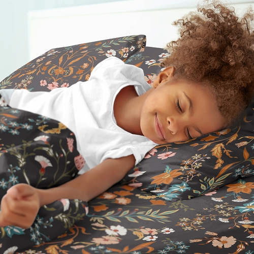 Boho Floral Wildflower Black and Orange Collection King Sheet Set - alt image 2