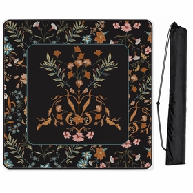 Boho Floral Wildflower Black and Orange Collection Mahjong Mat for Table - Shipped Rolled