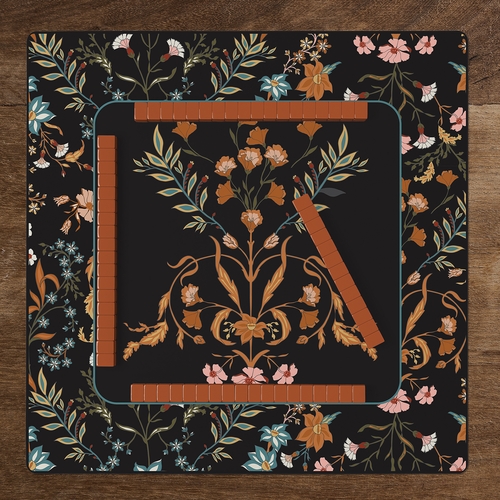 Boho Floral Wildflower Black and Orange Collection Mahjong Mat for Table - Shipped Rolled - alt image 5