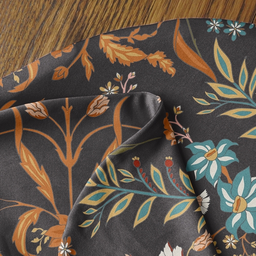 Boho Floral Wildflower Black and Orange Collection Nursing Breastfeeding Pillow Cover - alt image 3