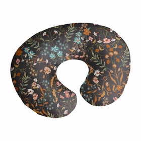 Boho Floral Wildflower Black and Orange Collection Nursing Breastfeeding Pillow Cover