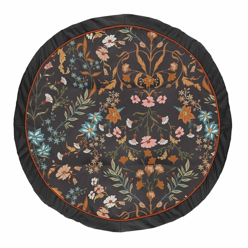 Boho Floral Wildflower Black and Orange Collection Playmat