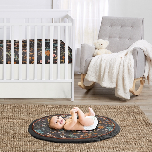 Boho Floral Wildflower Black and Orange Collection Playmat - alt image 1