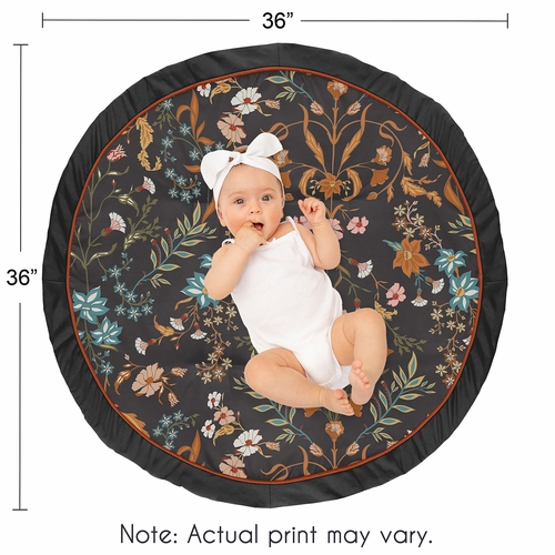 Boho Floral Wildflower Black and Orange Collection Playmat - alt image 3