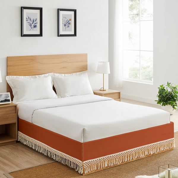 burnt orange bed skirt queen