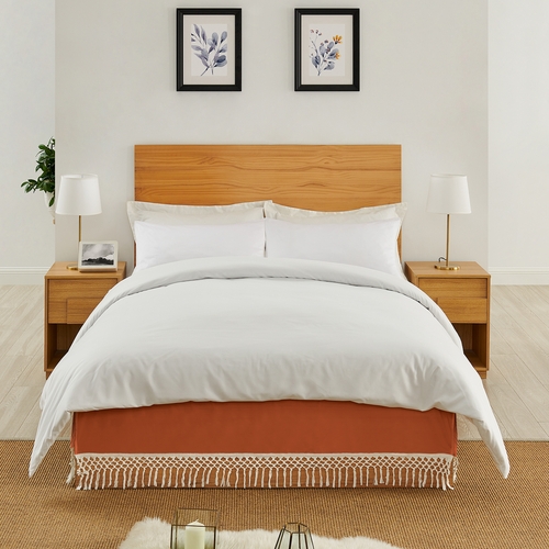 Boho Floral Wildflower Black and Orange Collection Queen Bed Skirt - alt image 2