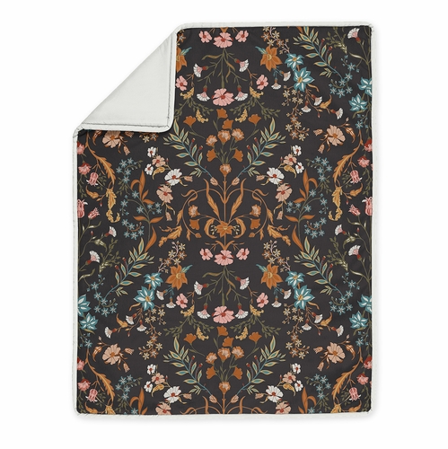 Boho Floral Wildflower Black and Orange Collection Sweet Jojo Designs 6 Piece Crib Bedding + BreathableBaby Breathable Mesh Liner Pad - alt image 3