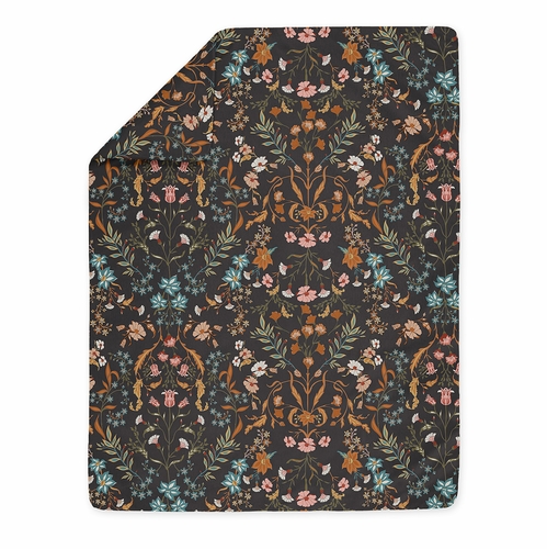 Boho Floral Wildflower Black and Orange Collection Toddler Bedding - alt image 3