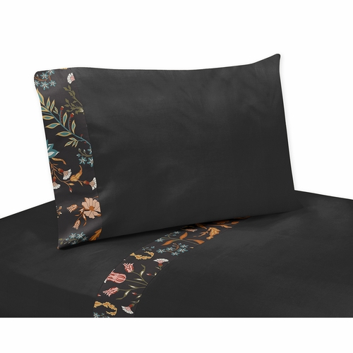 Boho Floral Wildflower Black and Orange Collection Toddler Bedding - alt image 4