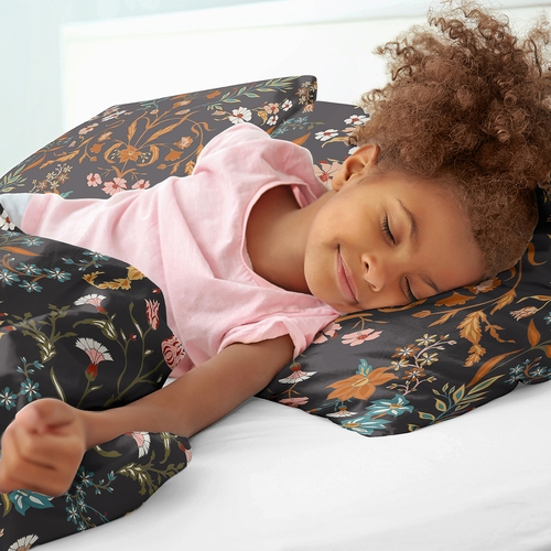 Boho Floral Wildflower Black and Orange Collection Twin Bedding - alt image 3