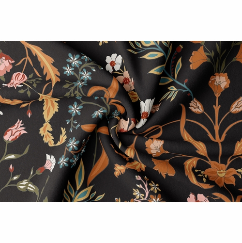 Boho Floral Wildflower Black and Orange Collection Twin Duvet Cover Bedding Set - alt image 4
