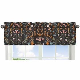 Boho Floral Wildflower Black and Orange Collection Window Valance