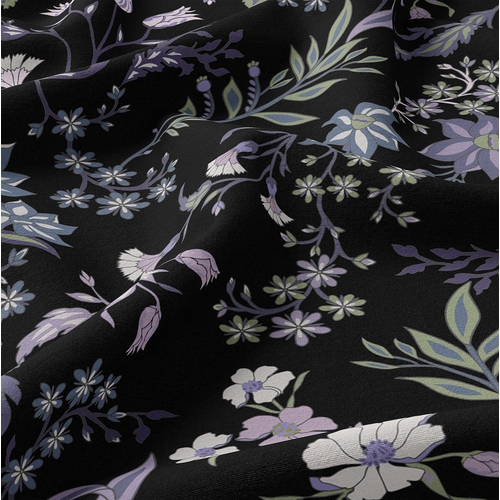 Boho Floral Wildflower Black and Purple Collection Body Pillow Cover Case - alt image 3