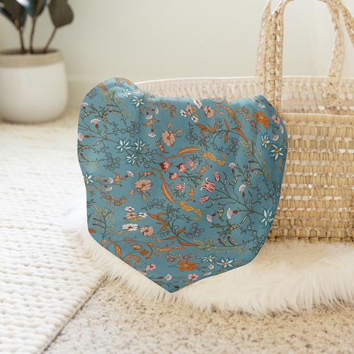 Boho Floral Wildflower Blue and Orange Collection Baby Swaddle Blanket - alt image 3