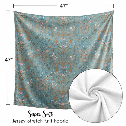 Boho Floral Wildflower Blue and Orange Collection Baby Swaddle Blanket - alt image 4