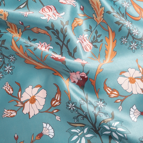 Boho Floral Wildflower Blue and Orange Collection Satin Body Pillow Cover Case - alt image 3