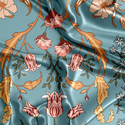 Boho Floral Wildflower Blue and Orange Collection Decorative Satin Pillowcases - 2 Pack Set - alt image 4