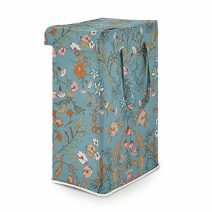 Boho Floral Wildflower Blue and Orange Collection Laundry Hamper with Handles