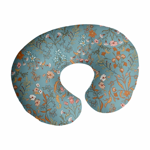 Boho Floral Wildflower Blue and Orange Collection Nursing Breastfeeding Pillow Cover