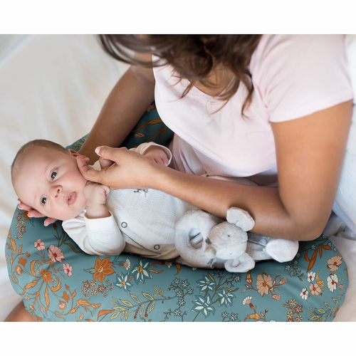 Boho Floral Wildflower Blue and Orange Collection Nursing Breastfeeding Pillow Cover - alt image 1