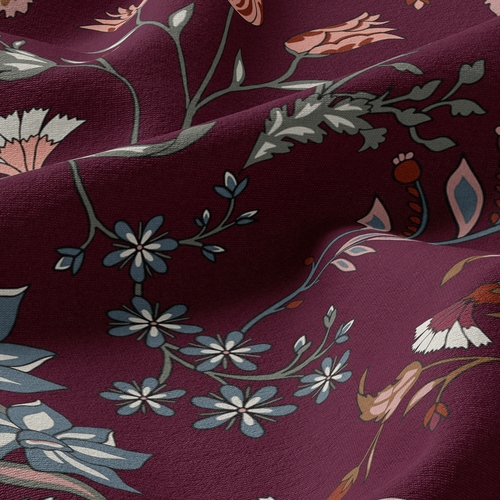 Boho Floral Wildflower Burgundy Red and Orange Collection Queen Duvet Cover Bedding Set - alt image 4