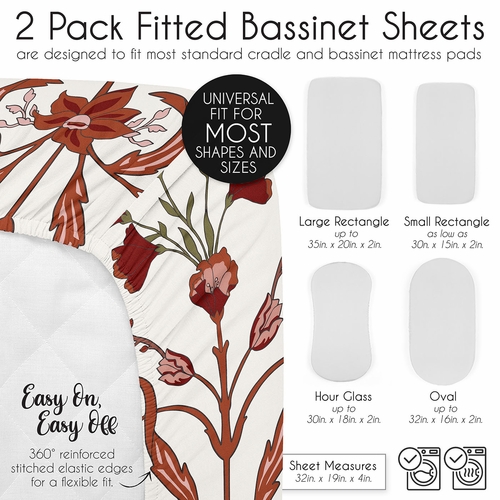 Boho Floral Wildflower Collection 2 Pack Baby Bassinet Fitted Sheets - alt image 5