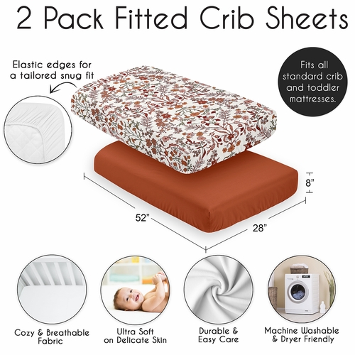 Boho Floral Wildflower Collection 2 Pack Crib Sheets - alt image 3