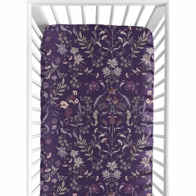 Boho Floral Wildflower Plum Purple Collection Crib Sheet