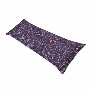 Boho Floral Wildflower Plum Purple Collection Full Length Body Pillow Cover