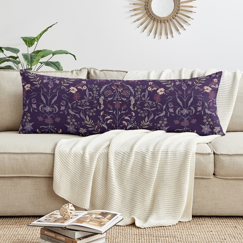 Boho Floral Wildflower Plum Purple Collection Full Length Body Pillow Cover - alt image 2