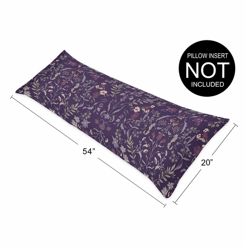 Boho Floral Wildflower Plum Purple Collection Full Length Body Pillow Cover - alt image 5