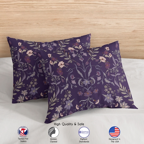 Boho Floral Wildflower Plum Purple Collection King Duvet Cover Bedding Set - alt image 4