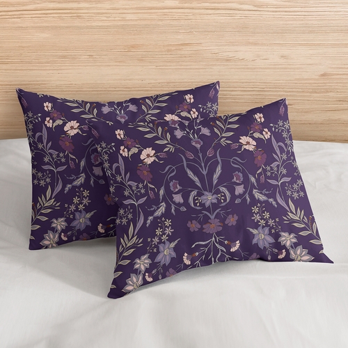 Boho Floral Wildflower Plum Purple Collection Queen Duvet Cover Bedding Set - alt image 2