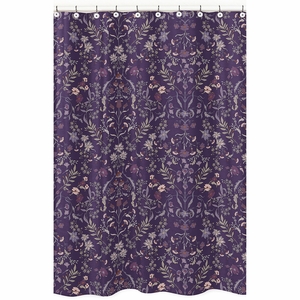 Boho Floral Wildflower Plum Purple Collection Shower Curtain