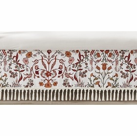 Boho Floral Wildflower Rust Orange and Ivory Collection Crib Bed Skirt