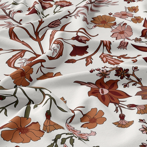Boho Floral Wildflower Rust Orange and Ivory Collection King Duvet Cover Bedding Set - alt image 3