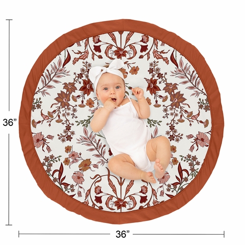 Boho Floral Wildflower Rust Orange and Ivory Collection Playmat - alt image 3