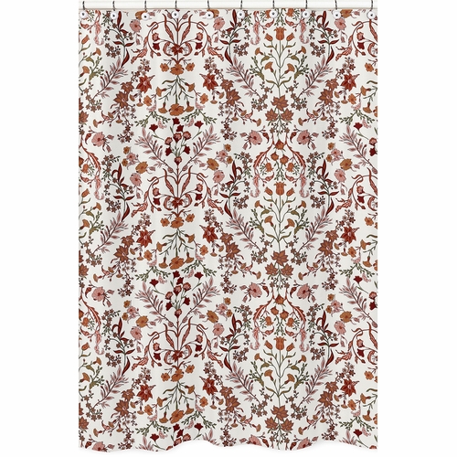 Boho Floral Wildflower Rust Orange and Ivory Collection Shower Curtain