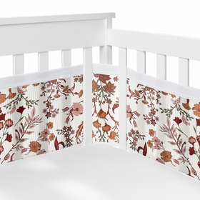Boho Floral Wildflower Rust Orange and Ivory Collection Sweet Jojo Designs + BreathableBaby Breathable Mesh Crib Liner