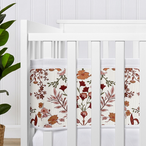 Boho Floral Wildflower Rust Orange and Ivory Collection Sweet Jojo Designs + BreathableBaby Breathable Mesh Crib Liner - alt image 3